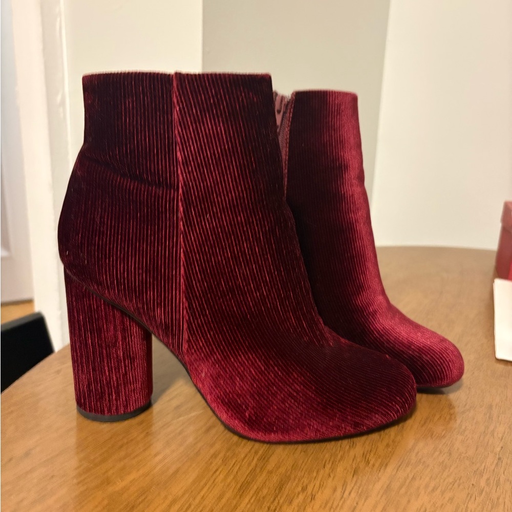 Stunning Burgundy Velvet Booties